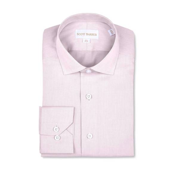 NEW SCOTT BARBER men's solid fine twill shirt in pink